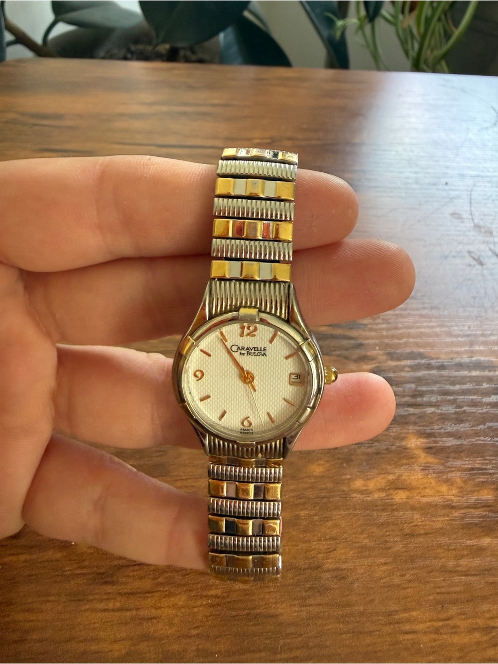 Bulova Caravelle Two-Tone Women's Watch with White Dial